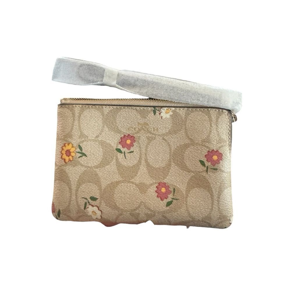 Coach Corner Zip Wristlet in signature coated canvas with ditsy floral print NWT - Picture 8 of 8
